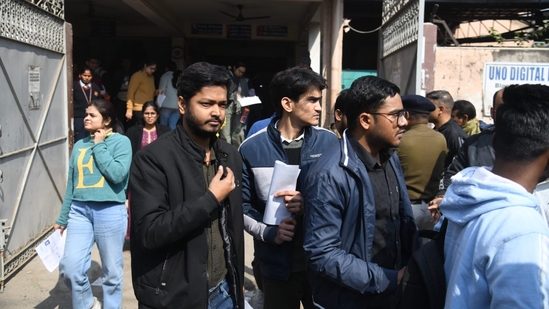 CMAT aspirants coming out of exam centre at Patliputra in Patna. (Santosh Kumar )