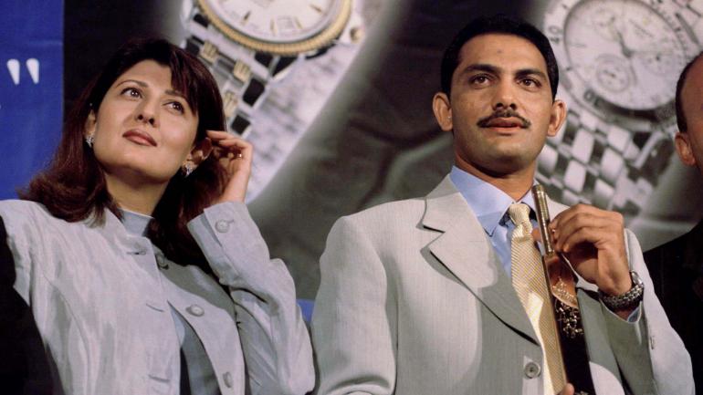 Former Indian captain married Sangeeta Bijlani in 1996 after his divorce from first wife Naureen. Azhar and Bijlani's marriage ended in divorce in 2010. Former Indian captain married Sangeeta Bijlani in 1996 after his divorce from first wife Naureen. Azhar and Bijlani's marriage ended in divorce in 2010.