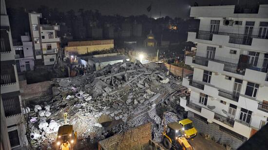 Rescue operations underway at the site late on Monday night. (ANI) Rescue operations underway at the site late on Monday night. (ANI)