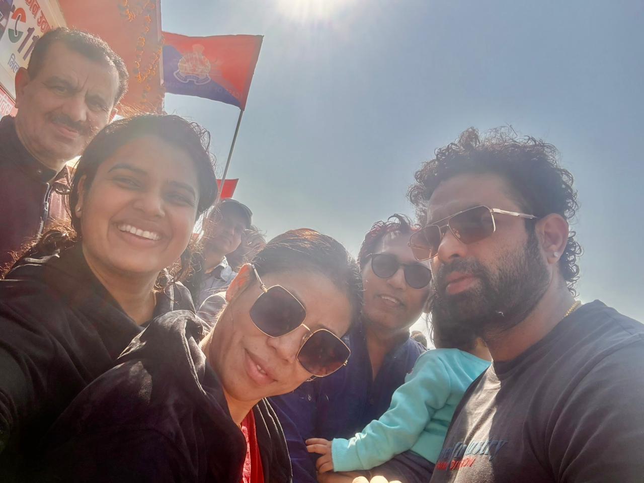 Mary Kom with Hitesh Chaudhary, Tanu Jain and other on her visit to Prayagraj Mary Kom with Hitesh Chaudhary, Tanu Jain and other on her visit to Prayagraj