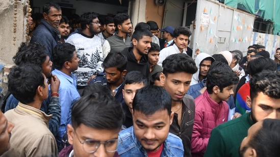 Aspirants coming out of JEE Main Session 1 exam centre at Patliputra in Patna after appearing for Shift 1. (Santosh Kumar )