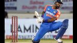 India’s Hardik Pandya batting in the third T20 international against England at Rajkot on Tuesday. (ANI) India’s Hardik Pandya batting in the third T20 international against England at Rajkot on Tuesday. (ANI)