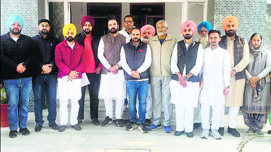 Machhiwara council members after their first official meeting on Wednesday. (HT Photo) Machhiwara council members after their first official meeting on Wednesday. (HT Photo)