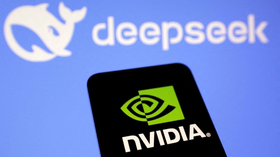 Nvidia and DeepSeek logos.(REUTERS)