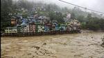 A sudden cloud burst over Lhonak Lake in North Sikkim resulted in a flash flood in the Teesta River in the Lachen valley in October 2023. (PTI File Photo) A sudden cloud burst over Lhonak Lake in North Sikkim resulted in a flash flood in the Teesta River in the Lachen valley in October 2023. (PTI File Photo)