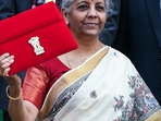 Union Finance Minister Nirmala Sitharaman shows the Budget Tablet as she arrives at Parliament House to present the Union Budget 2025.(ANI) Union Finance Minister Nirmala Sitharaman shows the Budget Tablet as she arrives at Parliament House to present the Union Budget 2025.(ANI)