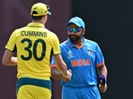 Australia's captain Pat Cummins (L) and India's captain Rohit Sharma shake hands(AFP) Australia's captain Pat Cummins (L) and India's captain Rohit Sharma shake hands(AFP)