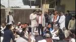 On Tuesday, protestors, including a large number of people from Khedi Bhanauta, raised slogans and staged a sit-in outside the NPCL’s office, also demanding action on multiple grievances. (HT Photo) On Tuesday, protestors, including a large number of people from Khedi Bhanauta, raised slogans and staged a sit-in outside the NPCL’s office, also demanding action on multiple grievances. (HT Photo)