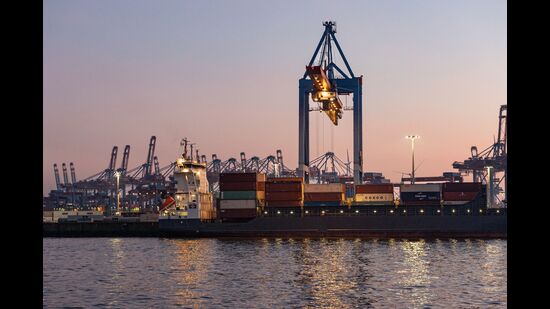 A container ship at the HHLA Container Terminal Burchardkai (CTB) at the Port of Hamburg in Hamburg, Germany, on Monday, Feb. 3, 2025. EU leaders are scrambling to avoid a trade war with the US, following Donald Trump’s threats to hit the bloc with tariffs. Photographer: Maria Feck/Bloomberg (Bloomberg) A container ship at the HHLA Container Terminal Burchardkai (CTB) at the Port of Hamburg in Hamburg, Germany, on Monday, Feb. 3, 2025. EU leaders are scrambling to avoid a trade war with the US, following Donald Trump’s threats to hit the bloc with tariffs. Photographer: Maria Feck/Bloomberg (Bloomberg)