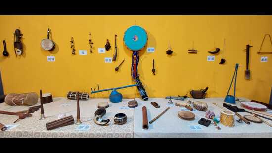 Rare and under threat Musical instruments in display at Mahakumbh (HT Photo) Rare and under threat Musical instruments in display at Mahakumbh (HT Photo)