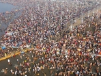 An aerial view of Triveni Sangam during the Mahakumbh (Deepak Gupta/HT) An aerial view of Triveni Sangam during the Mahakumbh (Deepak Gupta/HT)