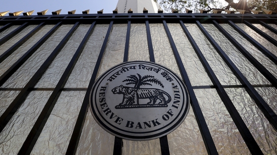 The Reserve Bank of India (RBI) seal is pictured on a gate outside the RBI headquarters in Mumbai.(Reuters)