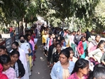 Patna: Aspirants showed their documents before appearing in the Class 12 (intermediate) exam of the Bihar School Examination Board (BSEB) at D.A.V high school danapur in Patna (Santosh Kumar ) Patna: Aspirants showed their documents before appearing in the Class 12 (intermediate) exam of the Bihar School Examination Board (BSEB) at D.A.V high school danapur in Patna (Santosh Kumar )