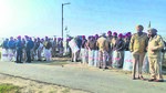 Police force at Samrala’s Mushqabad village in Ludhiana on Thursday. (HT Photo) Police force at Samrala’s Mushqabad village in Ludhiana on Thursday. (HT Photo)