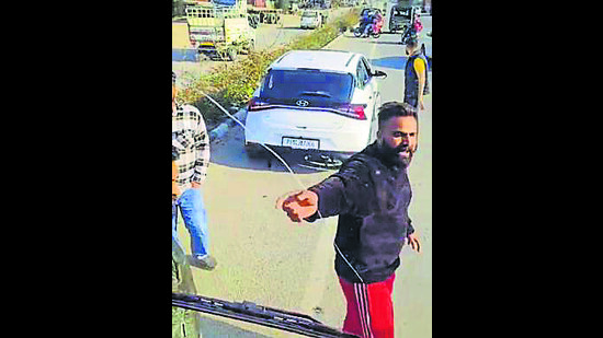 A video grab of the accused in Ludhiana on Thursday. (HT Photo)