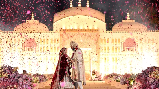 Jeet Adani on Friday married fiance Diva Shah at a small and intimate, traditional ceremony in Gujarat's Ahmedabad.(HT)