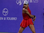 Maaya Rajeshwaran Revathi in action at the WTA 125 event in Mumbai on Friday. (HT)(HT_PRINT) Maaya Rajeshwaran Revathi in action at the WTA 125 event in Mumbai on Friday. (HT)(HT_PRINT)