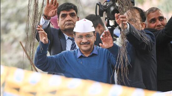 Arvind Kejriwal during campaigning in Kalkaji earlier this week. (Ajay Aggarwal/HT PHOTO) Arvind Kejriwal during campaigning in Kalkaji earlier this week. (Ajay Aggarwal/HT PHOTO)