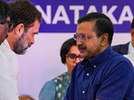 Congress leader Rahul Gandhi greets Delhi CM Arvind Kejriwal during a joint press conference in Bengaluru. (PTI file) Congress leader Rahul Gandhi greets Delhi CM Arvind Kejriwal during a joint press conference in Bengaluru. (PTI file)