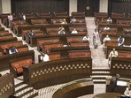 Members in the Rajya Sabha during the Budget session of Parliament in New Delhi on Monday. (Sansad TV/PTI Screengrab) Members in the Rajya Sabha during the Budget session of Parliament in New Delhi on Monday. (Sansad TV/PTI Screengrab)