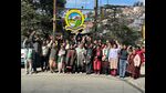 Himachal power board staffers during a protest at division office in Shimla on Monday. (HT Photo) Himachal power board staffers during a protest at division office in Shimla on Monday. (HT Photo)