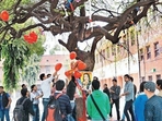 The Damdami Mai Puja used to be celebrated with full gusto back in the day, as students hung heart-shaped balloons and even condoms at the sacred Virgin Tree! (Photo: X (For Representational Purpose Only)) The Damdami Mai Puja used to be celebrated with full gusto back in the day, as students hung heart-shaped balloons and even condoms at the sacred Virgin Tree! (Photo: X (For Representational Purpose Only))
