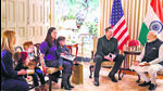 PM Narendra Modi with Musk and his children at the Blair House in Washington, DC on Thursday. (X) PM Narendra Modi with Musk and his children at the Blair House in Washington, DC on Thursday. (X)