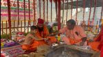 Ramnath Mishra with his son performing religious rituals at Sangam during Mahakumbh-2025 in Prayagraj (HT Photo) Ramnath Mishra with his son performing religious rituals at Sangam during Mahakumbh-2025 in Prayagraj (HT Photo)