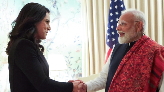  Prime Minister Narendra Modi meets United States director of National Intelligence Tulsi Gabbard, in Washington DC. (ANI)