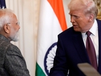 President Donald Trump was answering a question after a bilateral meeting with PM Modi.(AP) President Donald Trump was answering a question after a bilateral meeting with PM Modi.(AP)