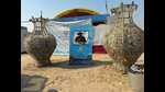 The huge kalash with plastic bottles at Mahakumbh-2025 in Prayagraj (HT Photo) The huge kalash with plastic bottles at Mahakumbh-2025 in Prayagraj (HT Photo)