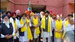 Surjit Singh, president of Sikh Danga Peedit Welfare Committee, and others honouring BJP leaders in Ludhiana. (HT photo) Surjit Singh, president of Sikh Danga Peedit Welfare Committee, and others honouring BJP leaders in Ludhiana. (HT photo)