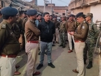 Heavy Police deployment in the area where communal clashes broke out in Jamui.(HT_PRINT) Heavy Police deployment in the area where communal clashes broke out in Jamui.(HT_PRINT)