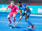 India's Amit Rohidas in action against Germany India's Amit Rohidas in action against Germany