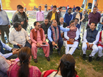 Virendra Sachdeva, president of Delhi BJP along with other senior BJP leaders, inspects the preparations for the oath ceremony of Delhi's chief minister at Ramlila Maidan in New Delhi on Tuesday, (Sanchit Khanna/ Hindustan Times) Virendra Sachdeva, president of Delhi BJP along with other senior BJP leaders, inspects the preparations for the oath ceremony of Delhi's chief minister at Ramlila Maidan in New Delhi on Tuesday, (Sanchit Khanna/ Hindustan Times)