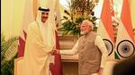 Prime Minister Narendra Modi and Amir of Qatar Sheikh Tamim Bin Hamad Al Thani at the Hyderabad House in New Delhi on Tuesday (Hindustan Times) Prime Minister Narendra Modi and Amir of Qatar Sheikh Tamim Bin Hamad Al Thani at the Hyderabad House in New Delhi on Tuesday (Hindustan Times)