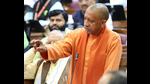 Yogi invoked Bhim Rao Ambedkar, Sant Ravidas, Sant Kabir and Mata Shabari at the press conference after finance minister Suresh Kumar Khanna tabled the budget in the assembly, announcing the launch of various schemes in the name of Dalit icons (HT Photo) Yogi invoked Bhim Rao Ambedkar, Sant Ravidas, Sant Kabir and Mata Shabari at the press conference after finance minister Suresh Kumar Khanna tabled the budget in the assembly, announcing the launch of various schemes in the name of Dalit icons (HT Photo)