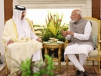 Emir of Qatar Sheikh Tamim bin Hamad Al Thani with Prime Minister Narendra Modi. Emir of Qatar Sheikh Tamim bin Hamad Al Thani with Prime Minister Narendra Modi.