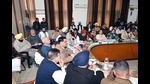Members of the Punjab Vidhan Sabha Committee on Local Bodies during a meeting to review development works at Bachat Bhawan in Ludhiana on Friday. (HT Photo) Members of the Punjab Vidhan Sabha Committee on Local Bodies during a meeting to review development works at Bachat Bhawan in Ludhiana on Friday. (HT Photo)
