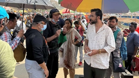 Bharat Bala shooting for his feature film Khoj with Abhishek Banerjee and Shahana Goswami during the Maha Kumbh Mela in Prayagraj Bharat Bala shooting for his feature film Khoj with Abhishek Banerjee and Shahana Goswami during the Maha Kumbh Mela in Prayagraj