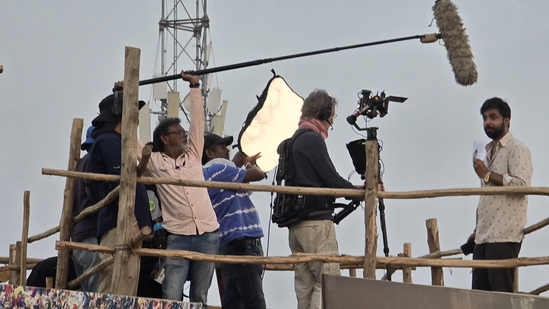 Abhishek Banerjee shooting for film Khoj during the Maha Kumbh, Prayagraj (HT Photo) Abhishek Banerjee shooting for film Khoj during the Maha Kumbh, Prayagraj (HT Photo)
