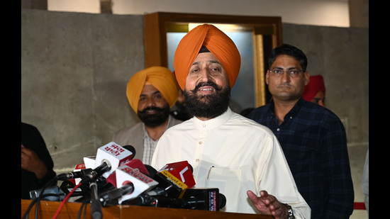 Congress MLA and Leader of Opposition Partap singh Bajwa during the special session of Punjab Vidhan Sabha in Chandigarh on Monday. (Ravi Kumar/HT) Congress MLA and Leader of Opposition Partap singh Bajwa during the special session of Punjab Vidhan Sabha in Chandigarh on Monday. (Ravi Kumar/HT)