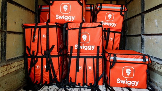 Swiggy delivery bags are stored inside a truck Mumbai, India, October 14, 2024.(Reuters)