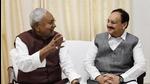 Bihar chief minister Nitish Kumar with BJP national president J.P. Nadda at the state guest house in Patna. (Santosh Kumar/ Hindustan Times) Bihar chief minister Nitish Kumar with BJP national president J.P. Nadda at the state guest house in Patna. (Santosh Kumar/ Hindustan Times)