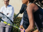 Rafael Nadal watches on as 15-year-old Maaya Rajeshwaran Revathi of India practices at the Rafael Nadal Academy in Mallorca.(Rafael Nadal Academy) Rafael Nadal watches on as 15-year-old Maaya Rajeshwaran Revathi of India practices at the Rafael Nadal Academy in Mallorca.(Rafael Nadal Academy)