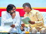 Andhra Pradesh chief minister N. Chandrababu Naidu (right) with deputy CM Pawan Kalyan.(PTI photo) Andhra Pradesh chief minister N. Chandrababu Naidu (right) with deputy CM Pawan Kalyan.(PTI photo)