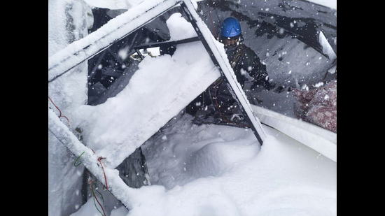 Rescue operation underway after BRO labourers got trapped under an avalanche, in Chamoli district of Uttarakhand (PTI) Rescue operation underway after BRO labourers got trapped under an avalanche, in Chamoli district of Uttarakhand (PTI)