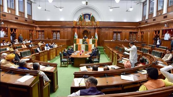 The first session of the Delhi assembly under the BJP government underway on Thursday. (ANI Photo) The first session of the Delhi assembly under the BJP government underway on Thursday. (ANI Photo)