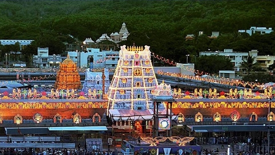 A view of Venkateswara Temple on Tirumala hills in Tirupati. TTD is the administrative body for the hill shrine of Lord Venkateswara in Tirumala.(PTI) A view of Venkateswara Temple on Tirumala hills in Tirupati. TTD is the administrative body for the hill shrine of Lord Venkateswara in Tirumala.(PTI)
