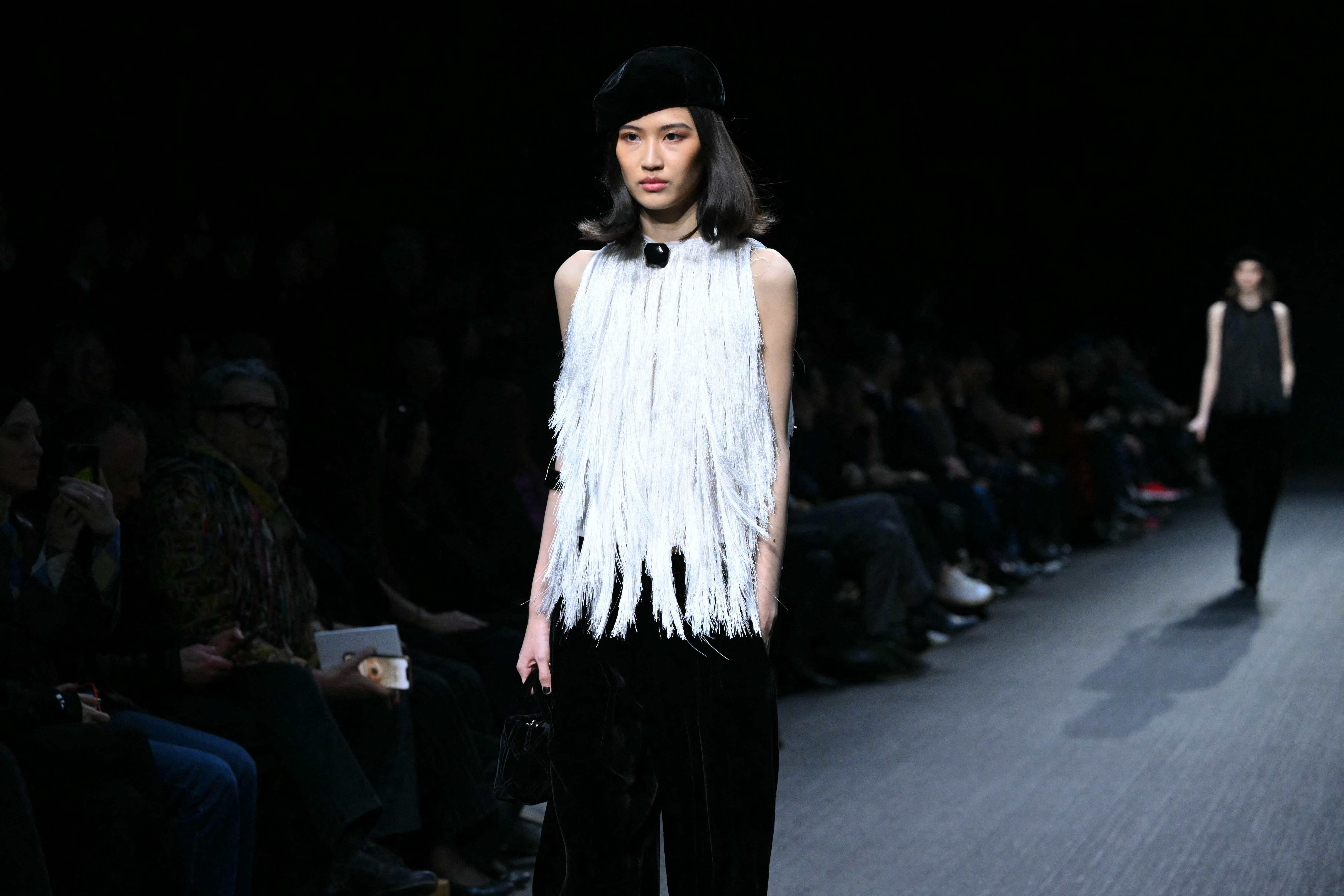 Fringes at the Emporio Armani show Fringes at the Emporio Armani show